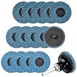 Mesee 15 Pieces Flap Grinding Disc Kit, 50mm/2 Inch Quick Change Roll Lock Flap Sanding Wheels with Disc Pad Holder 40Grit 60Grit 80Grit Grinder Abrasive Discs for Surface Conditioning Rust Removal