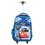 NOVEX Disney Racing Car School Backpack for Kids |16 Inch Blue Bag with 2 Main Compartments | Kid Waterproof Carry-on Unique & Lightweight | Backpacks for Tuition, School, Picnic - Everyday Use