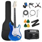 TOSTAR Electric Guitar Kit, 39 Inch Solid Right Hand Guitar Electric for Beginners with Amp + Straps + 4*Guitar Picks + 6*String Set + Tuner + Cable + Electric Guitar Bag (Lake Placid Blue)