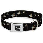 Buckle-Down Flying Mallards Black Dog Collar Bone, Wide Small/13-18