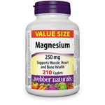 Webber Naturals Magnesium 250 mg, 210 Caplets, Supports Bone and Muscle Functions, Vegan