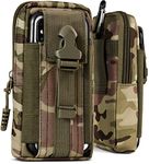 ONEFLOW Survival Case for Samsung Galaxy, Apple iPhone, Huawei, Sony, etc. - Belt Bag Made of Nylon, Mobile Phone with Carabiner, Outdoor Green Camouflage