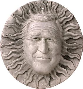 JBK Pottery Ceramic Sun Face Wall Sculpture, Clay Home Decor, Rustic Pottery Wall Hanging, Outdoor Sun Themed Art Decor for Garden, Bathroom, Patio or Living Room – 12 Inch, GW Bush, Antique White