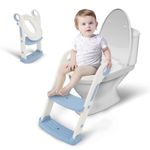 Potty TraininToilet Potty Training Seat with Step Stool Ladder Toddler Toilet Training Seat Chair with Handles Padded Seat Non-Slip Wide Step