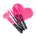 MODA Neon 6 pc Makeup Brush Set with Brush Cleaning Pad, Includes - Powder, Contour, Shader, & Liner Brushes