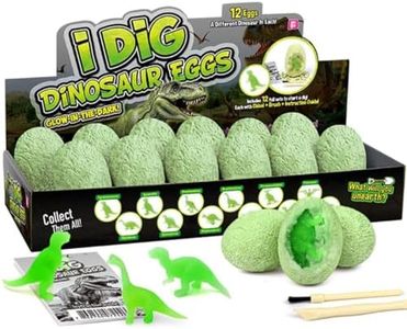 12-Pack Glow in The Dark Dinosaur Excavation Kit for Kids - Educational STEM Fossil Digging Egg Activity – Dig up & Discover Real Dino, Scientific Archaeology Set for Boys & Girls