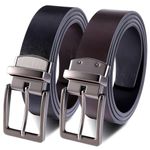 Zuimei Mens Reversible Leather Belt, Men's Belt with Rotated Buckle, Adjustable Trim to Fit, Great for Suits, Jeans, Casual & Business Work, Black & Coffee