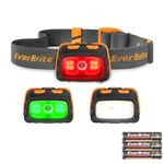 EverBrite Headlamp - 300 Lumens Headlight with Red/Green Light and Tail Light, 7 Lighting Modes, Perfect for Trail Running, Camping, Hiking and More, Adjustable Headband, 3 AAA Batteries Included