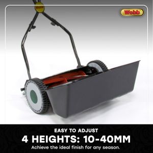 Webb Sidewheel Manual Cylinder Lawnmower, 30cm, 4 Heights, 17L Box