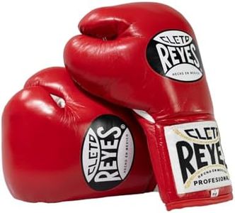 CLETO REYES Professional Competition Boxing Gloves for Men and Women, Leather and Horsehair, MMA, Kickboxing, Muay Thai, Lace Up, 10 oz, Red