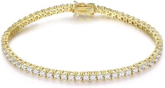 Gemsme 18K Yellow Gold Plated 3.0mm Cubic Zirconia Classic Tennis Bracelet for Women and Men, 7.5 inch, Brass, Cubic Zirconia