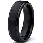 Moneekar Jewels Tungsten Carbide 4mm/6mm/8mm Black High Polish Centre Matte Finish Women Men Unisex Wedding Ring Comfort Fit