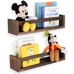 Wallniture Utah Wall Mount Kids Bookshelf Nursery Decor Floating Wall Shelf Photo Display Multiuse Toy Storage Organizer Burnt Wash Brown Set of 2