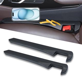 Homaupt Car Seat Gap Filler, 2 Pack PU Leather Fill The Gap Between Seat and Center Console, Seat Crevice Blocker Stop Things from Dropping, Universal Vehicle Interior Accessories for Car SUV Black