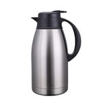 Gint 1.9 L / 65 Oz Thermal Coffee Carafe, Insulated Stainless Steel Double Walled Vacuum Water and Beverage Dispenser, 12 Hour Heat Retention, Silver