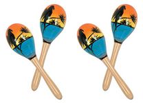 Beistle S60950-8AZ2 Tropical Fun Party Maracas 4 Piece, Wood, Multicolor