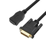 MMOBIEL HDMI to DVI Cable Adapter - Bi-Directional - Male DVI-D Dual Link to Female HDMI - Cable Converter Supports Monitor, PC, TV, Gaming, Projector - 1080p Full HD 60Hz - Gold Connector 1ft / 0.3m