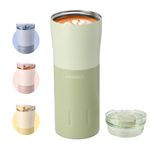 Santeco Insulated Coffee Mug 17oz/500ml Coffee Cups Stainless Steel Leak Proof Double Wall Vacuum Tumbler Reusable to Go Mug for Hot/Ice Coffee Tea-Bamboo Green