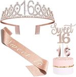 Bella Meri Sweet 16 Birthday Gifts for Girls, 16th Birthday Tiara Crown, Sash, Cake Toppers,Birthday Candles, 16 Birthday Decorations Girls