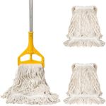 Yesland Commercial Mop with 2 Cotton Mop Heads, 61" Long Aluminum Handle, Heavy Duty String Wet Mop for Hardwood, Tile, Laminate, Vinyl Floors
