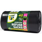 BIN IT 40 Everyday 70L Strong & Secure, Refuse Sacks, Bin Bags, Bin Liners, Flat Top, Recycled, Tear Resistant, 30 μm, Perfect for Everyday Use, Household, Office, Kitchen & Caterers