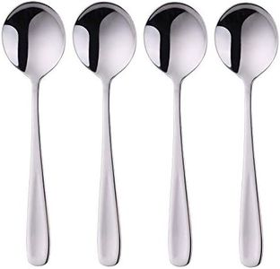 7-Inch Soup Spoons, Baikai Bouillon Spoon,18/10 Stainless Steel Finished Table Dinner Spoons Set of 4 (Silver)