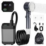 ZUCKLIGHT Portable Shower for Camping, Camping Shower Pump with Rechargeable 6000mAh Battery, 4 Spray Modes, Intelligent Digital Display, Shower Head for Hiking, Travel, Car, Pet