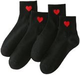 Milumia Women's 2 Pairs Heart Print Ankle Socks Comfort Low Cut No Show Socks Black and Red 36-39