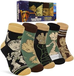 Marvel Chaussette Basse Homme, Doux et Respirant Coton Socquettes - Paquet de 5 (Multicolore Groot)