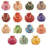 Rajasthani Look Women Fashion Handmade Handbag Wristlets Ethnic Bridal Potli Batwa Bag Combo (Pack of 15 Colors)