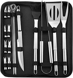 BBQ Grill Accessories Tools Set, Portable Case Stainless Steel Barbecue BBQ Set,18 PCS Barbeque Accessories, Stainless Steel Grill Tools Set for Smoker,Camping, Kitchen,Outdoor Grilling Kit