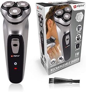 Alpina Rasoir Homme - Batterie USB - 3 Têtes de Rasage Flottantes - Tondeuse Pop-Up - Avec Brosse de Nettoyage et Capuchon de Protection - Câble USB