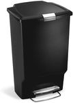 simplehuman CW1371 45L Rectangular Kitchen Pedal Bin with Lid Lock, Silent Soft Close Lid, Strong Steel Pedal, Stay-Open Lid, Large Capacity, Black Plastic