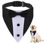 Dimeho Dog Tuxedo, Formal Dog Wedding Bandana Collar Dog Suit with Bow Tie Adjustable Dog Tux Birthday Costumes Engagement Dog Wedding Wedding Attire for Small Medium Large Dogs Pets (Large)