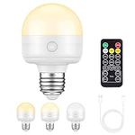 SCOPOW Rechargeable Light Bulbs with Remote Control Timer and 3 Color Temperature Options,Rechargeable Wall Sconce Puck Lights Battery Operated with Remote (1PC)