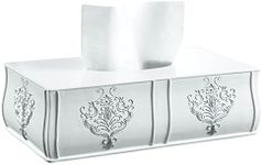 Creative Scents Vintage White Tissue Box Cover Rectangular (11.25" x 6.25" x 3.25") – Decorative Bath Tissues Paper Napkin Holder- Resin Rectangle Napkins Container- for Elegant Bathroom Decor