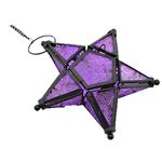 Sziqiqi Stunning Star Glass Votive Tea Light Candle Holder Hanging Lighting Lantern Wedding Birthday Party Home Garden Decoration, Purple