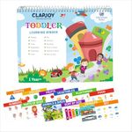 Clapjoy Velcro Book Level 1 Preschool Busy Book Toddler|Numbers,Alphabets,Animals,Colours,Fruits,16 In 1 Busy Book For Age Up To 3 Years 160+ Rounds - Multicolor