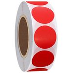 Hylabelest Color Coding Dot Labels 1 Inch Round Natural Paper Red Stickers Adhesive Label 1,000 Per Roll (Red)