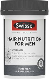 Swisse Ultiboost Hair Nutrition For Men - with Biotin To Maintain Scalp Health & Support Hair Growth - 60 Capsules