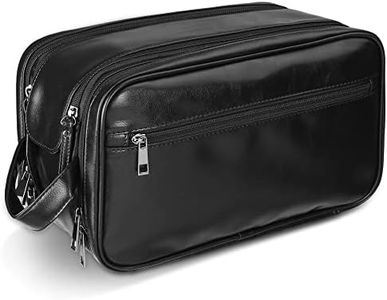 BNSPOCKET Personalized Leather Travel Toiletry Bag for Men, Large Travel Bathroom Shaving Dopp Kit, Large Cosmetic Travel Bag Waterproof