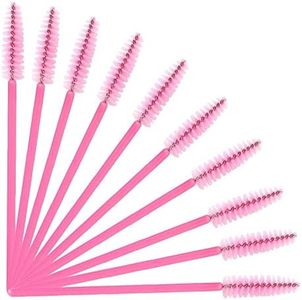 50 Pcs Disposable Mascara Wands, Eyelash Brush Spoolies for Eyebrow Eye Lash Extension (Pink)