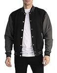 Pro Club Men's Varsity Fleece Baseball Jacket, Black/Charcoal, X-Large