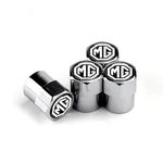 4pcs Auto Tire Air Valve Caps- Car Wheel Tyre Dust Stems Cover with Logo Emblem Waterproof Dust-Proof Universal fit for All Cars (silver, fit m-g)