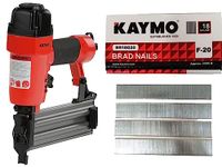 Kaymo NEO-PB18G50 Pneumatic Brad Nailer with F-20mm Brad Nails (5000 Pins) | 18 Gauge | 1.28 Kg Lightweight | 75–90 PSI | 360° Air Exhaust | Depth Adjustment | Metal Magazine | Unjamming Catch