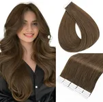 Full Shine Medimu Brown Tape in Hair Extensions Human Hair Color 4 Straight Invisible Hair Extensions Tape ins 100 Gram 40 Pcs Double Sided Tape in Hair Remy Human Hair 14 Inch Add Volume for Women