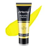 Artecho Professional Acrylic Paint, Lemon Yellow (120ml / 4.05oz) Tubes, Art Craft Paints for Canvas Painting, Rock, Stone, Wood, Fabric, Art Supplies for Professional Artists, Adults, Students, Kids