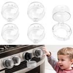 Gas Stove Knob Safety Covers - Baby Proofing Stove and Oven Knob Covers for Child Safety - Press Gas Stove Knob Locks - 5 Pack (Transparent)