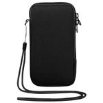 GIEEU Neoprene Phone Pouch,Mobile Phone Sleeve Case with Zipper,Mobile Bag with Neck Lanyards Straps,Universal Shock Phone Sock,Black