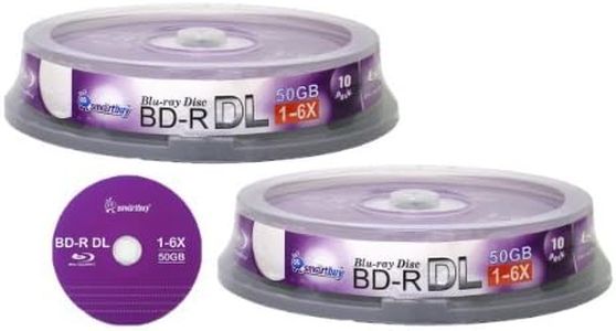 Smart Buy 20 Pack Bd-r Dl 50gb 6X Blu-ray Double Layer Recordable Disc Blank Logo Data Video Media 20-Discs Spindle